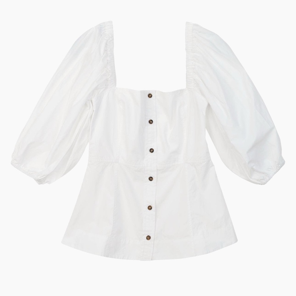 Ganni White Button-Up Blouse EU size 36 (US 4) NWT
